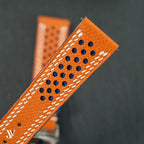 Orange Blue Epsom Rally Leather Watch Strap with Butterfly Clasp — original product photo