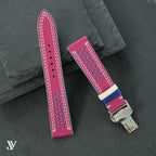 Pink & Light Blue Epsom Rally Leather Watch Strap — original product photo