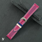 Pink & Light Blue Epsom Rally Leather Watch Strap — original product photo