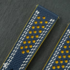 Navy & Yellow Epsom Rally Leather Watch Strap — original product photo