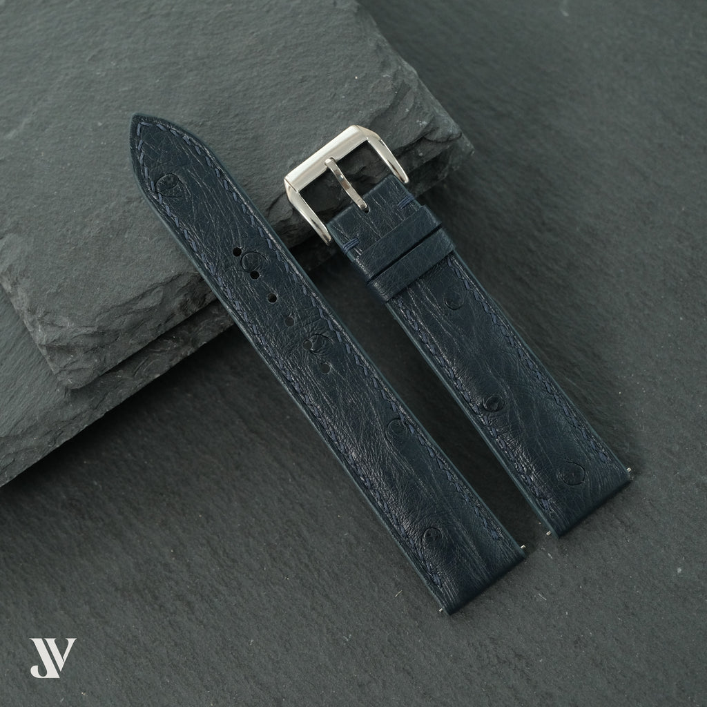 Dark Navy Ostrich Leather Watch Strap — original product photo