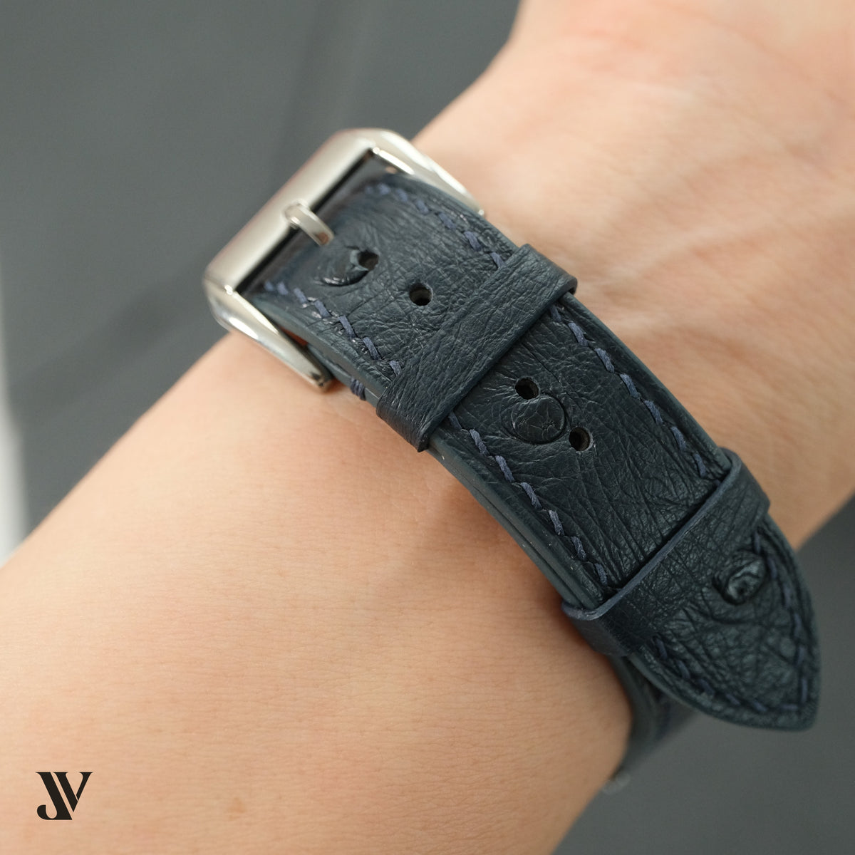 Dark Navy Ostrich Leather Watch Strap — original product photo