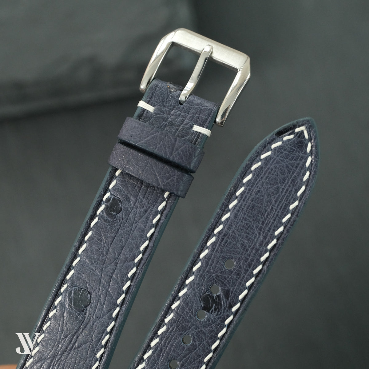 Navy Ostrich Leather Watch Strap — original product photo