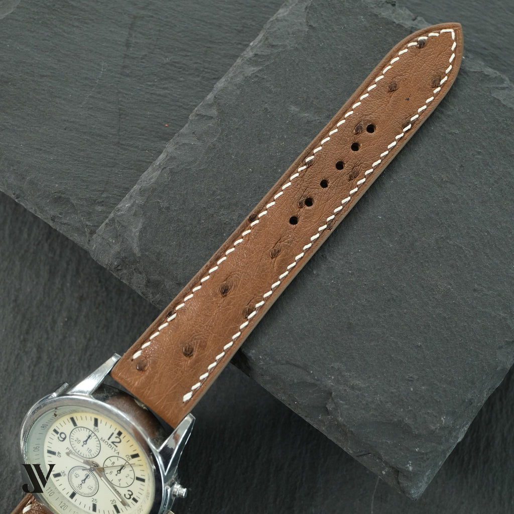Cognac Ostrich Leather Watch Strap — original product photo