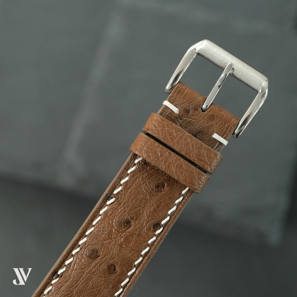 Cognac Ostrich Leather Watch Strap — original product photo