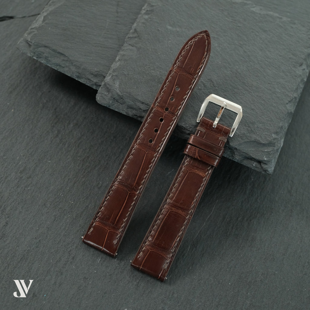 Dark Brown Alligator Leather Watch Strap — original product photo