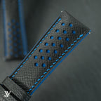 Black Blue Epsom Rally Leather Watch Strap — original product photo