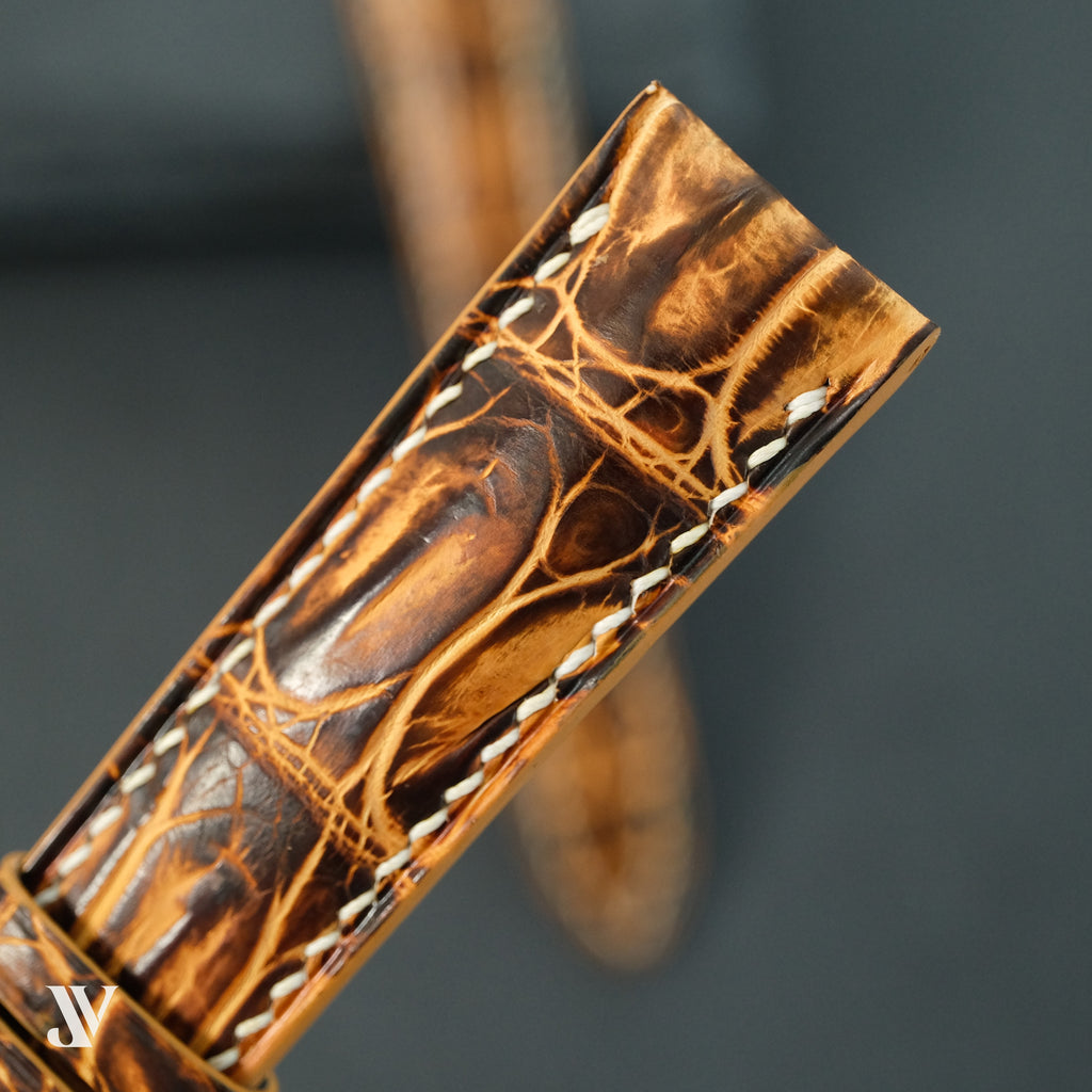 Burnt Amber Patina Alligator Leather Watch Strap — original product photo