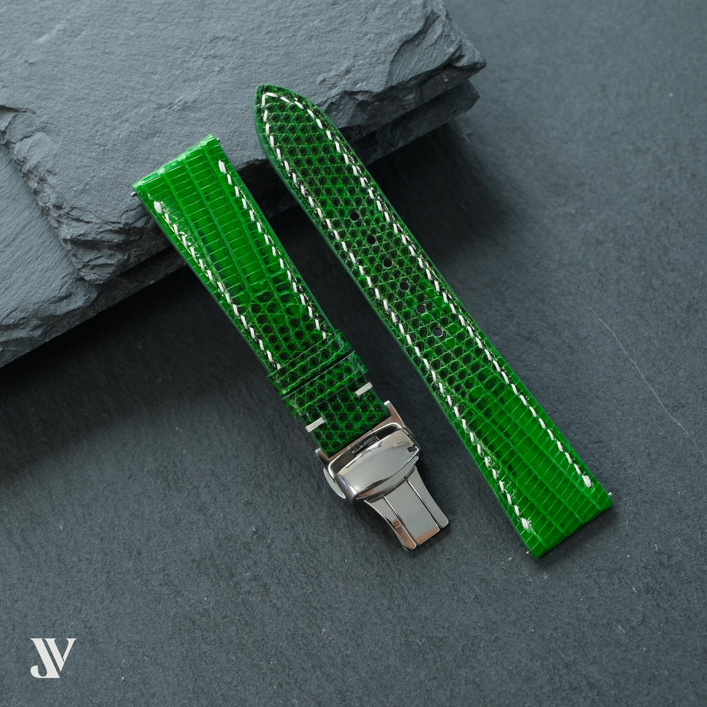 Green Lizard Leather Watch Strap — original product photo