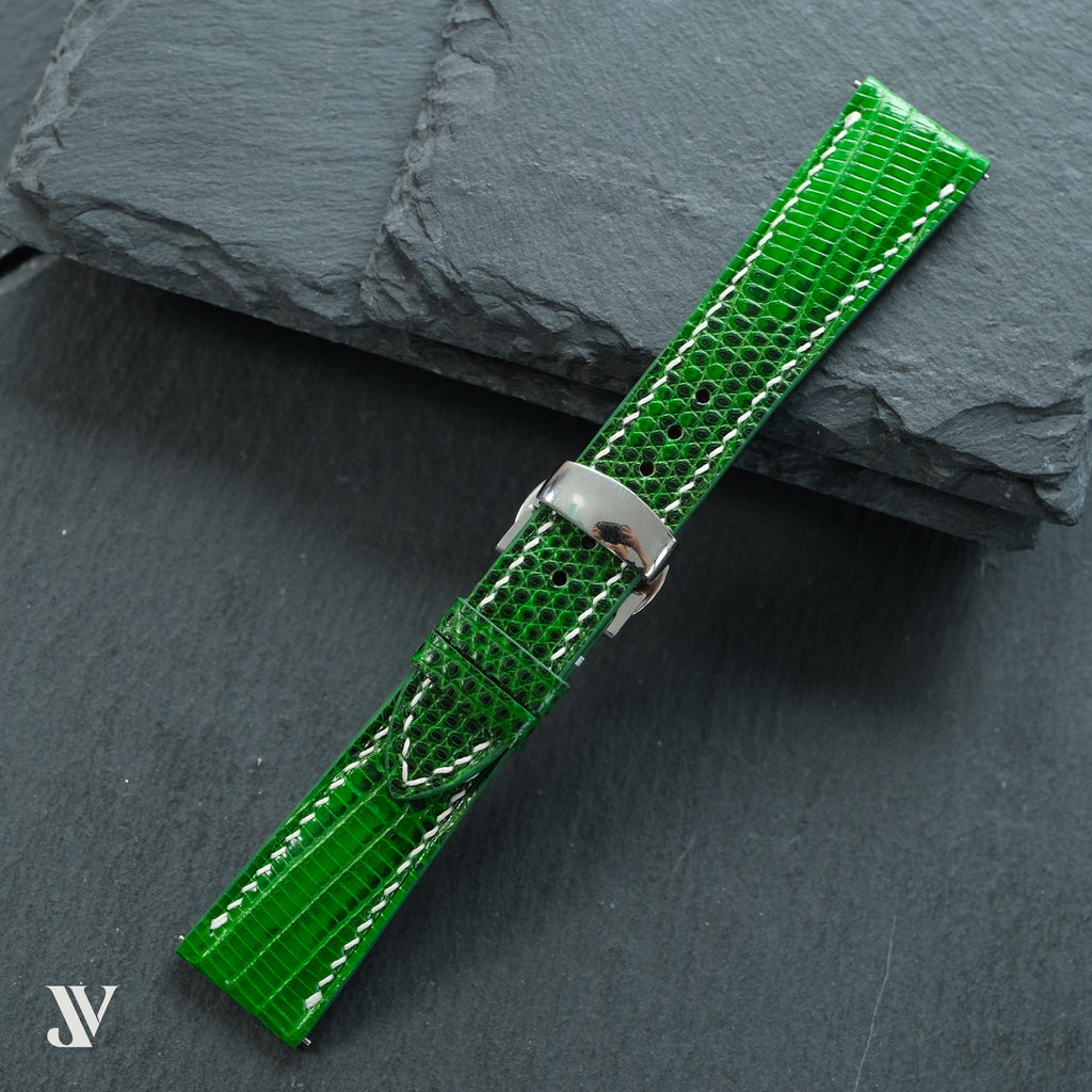 Green Lizard Leather Watch Strap — original product photo