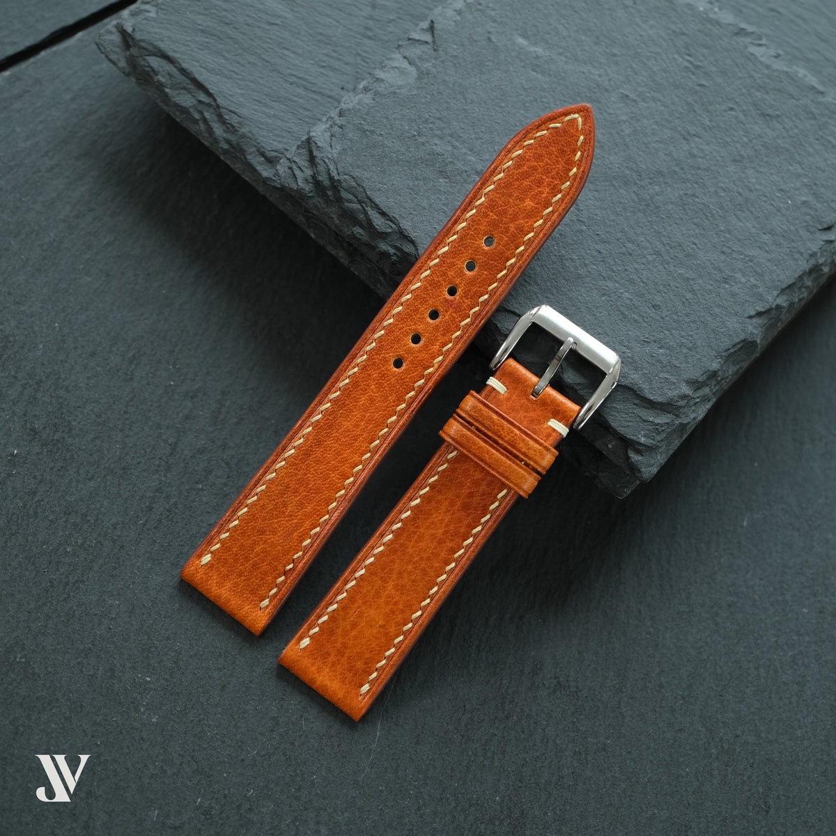 Caramel Vegetable-Tanned Leather Watch Strap — original product photo