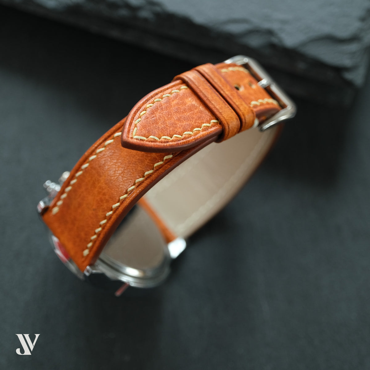 Caramel Vegetable-Tanned Leather Watch Strap — original product photo