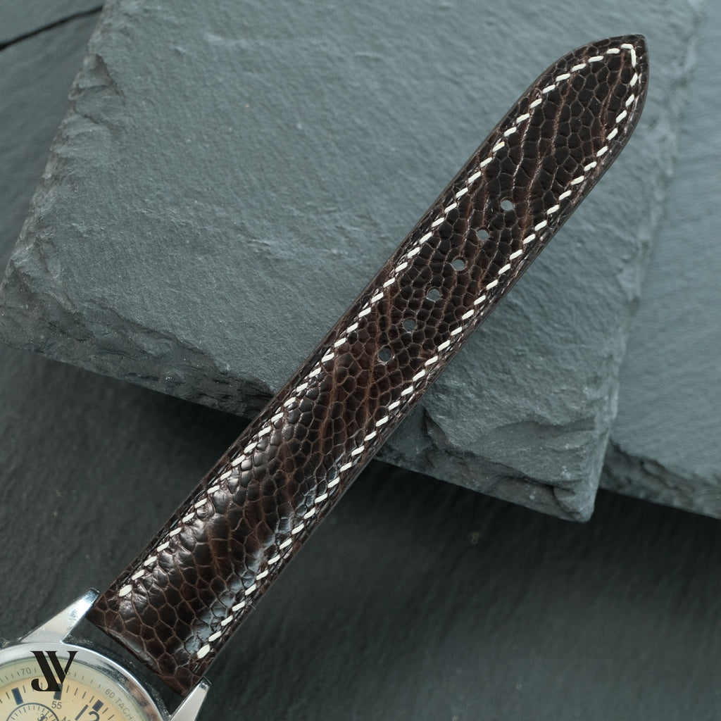 Dark Brown Ostrich Leg Leather Watch Strap — original product photo