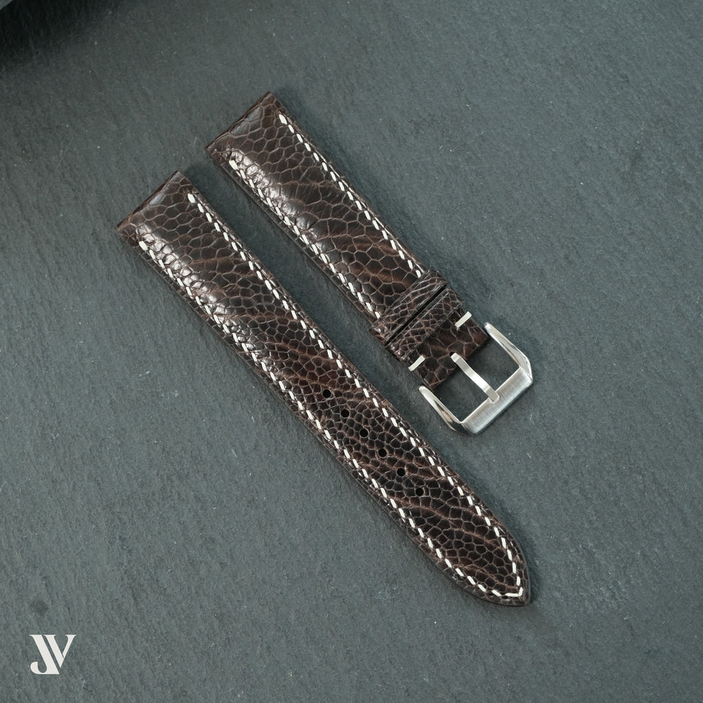 Dark Brown Ostrich Leg Leather Watch Strap — original product photo