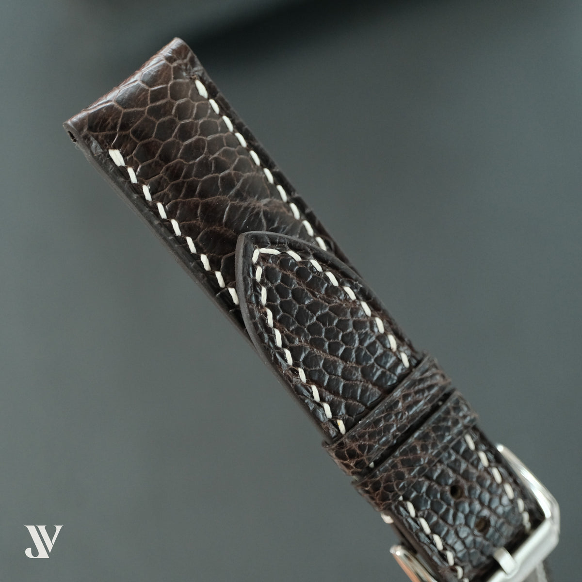 Dark Brown Ostrich Leg Leather Watch Strap — original product photo