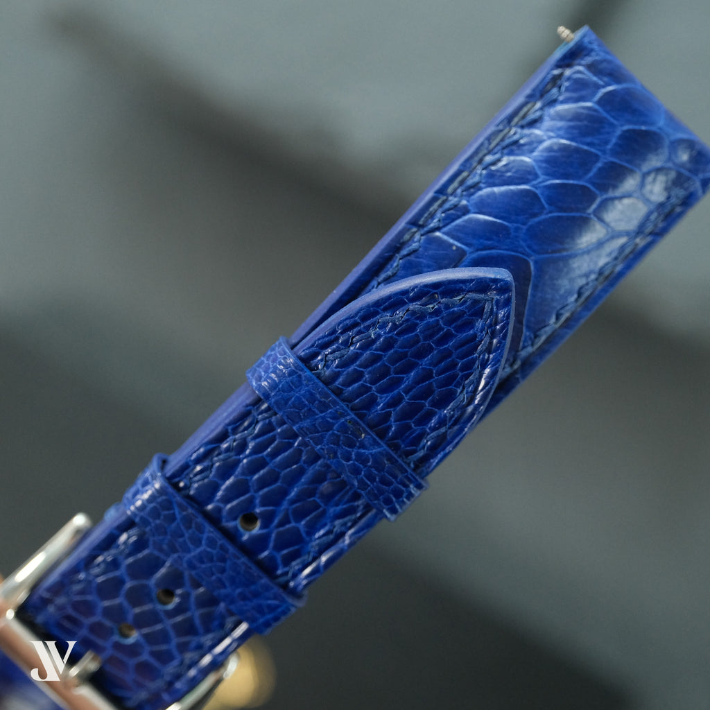 Royal Blue Ostrich Leg Leather Watch Strap — original product photo