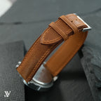 Cognac Waxed Cowhide Leather Watch Strap — original product photo