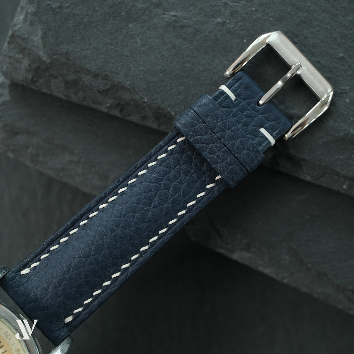 Dark Navy Togo Leather Watch Strap — original product photo