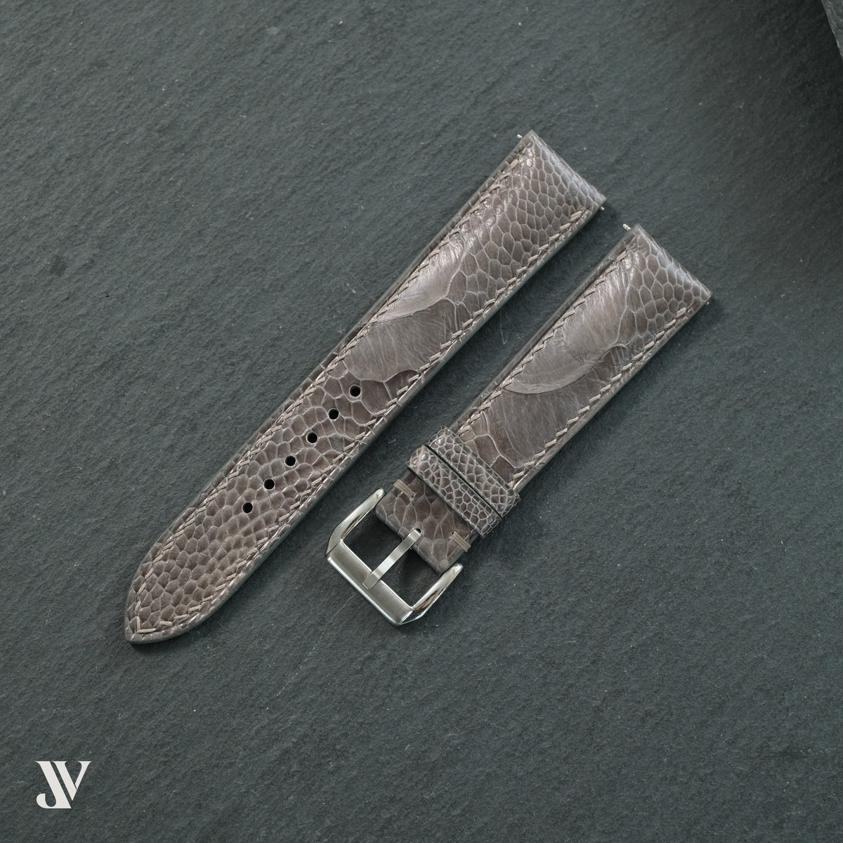 Taupe Ostrich Leg Leather Watch Strap — original product photo