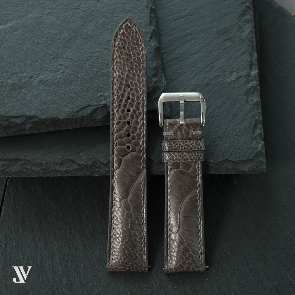 Taupe Ostrich Leg Leather Watch Strap — original product photo