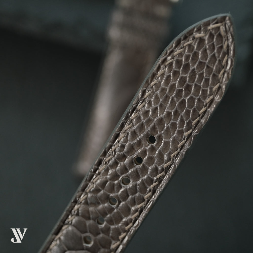 Taupe Ostrich Leg Leather Watch Strap — original product photo