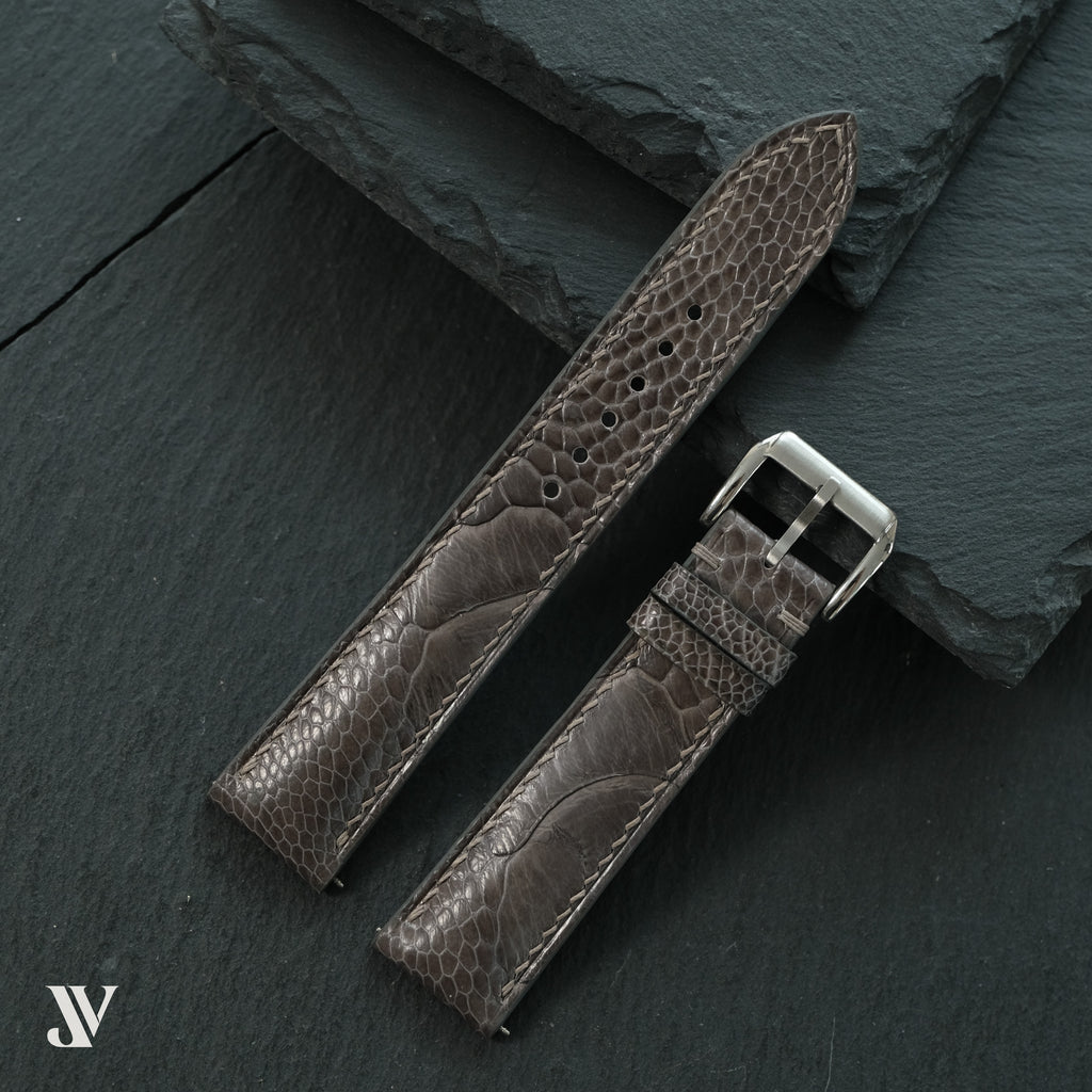 Taupe Ostrich Leg Leather Watch Strap — original product photo