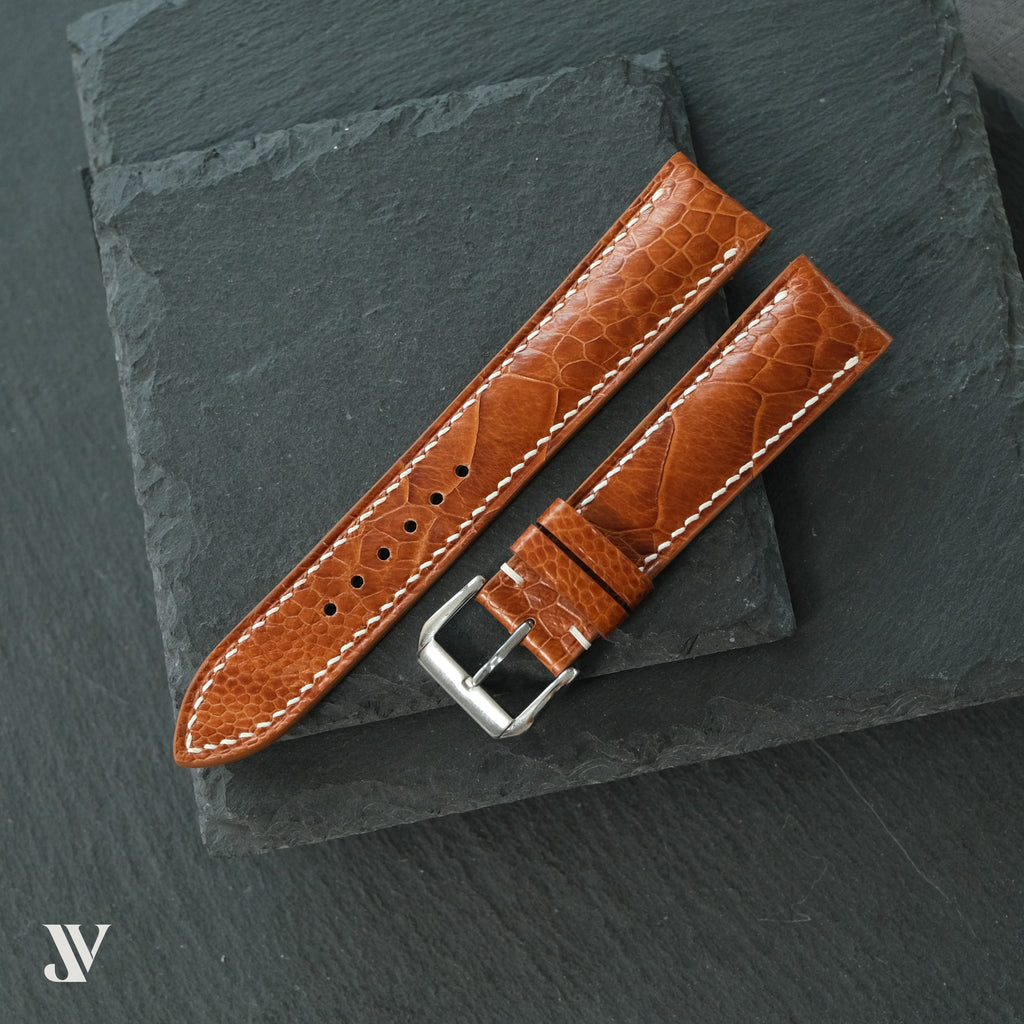 Caramel Ostrich Leg Leather Watch Strap — original product photo