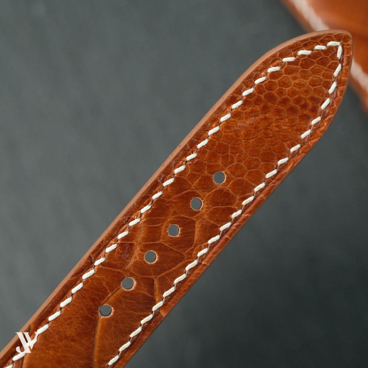 Caramel Ostrich Leg Leather Watch Strap — original product photo