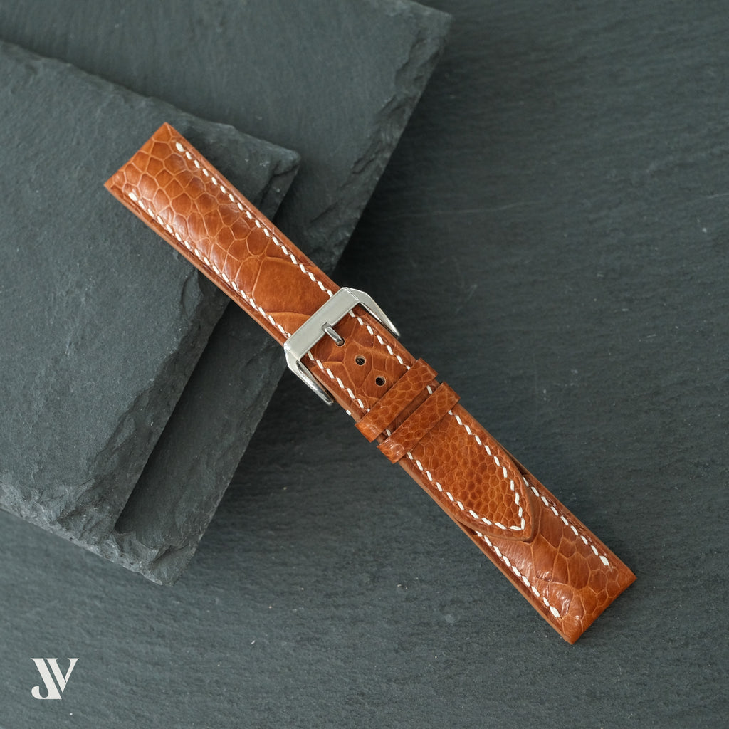 Caramel Ostrich Leg Leather Watch Strap — original product photo