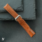 Cognac Ostrich Leg Leather Watch Strap — original product photo