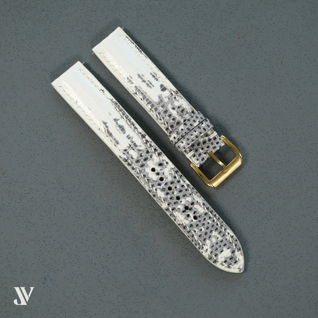 White Gray Lizard Leather Watch Strap — original product photo