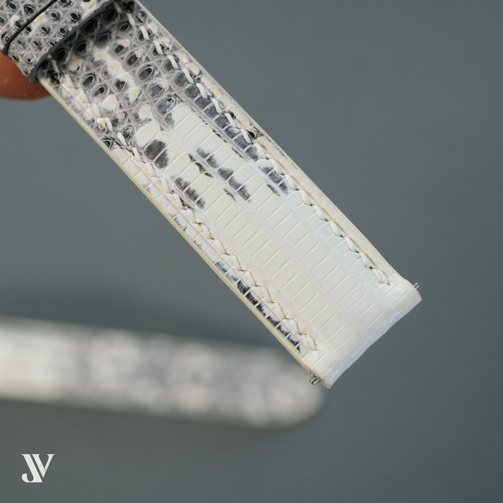 White Gray Lizard Leather Watch Strap — original product photo