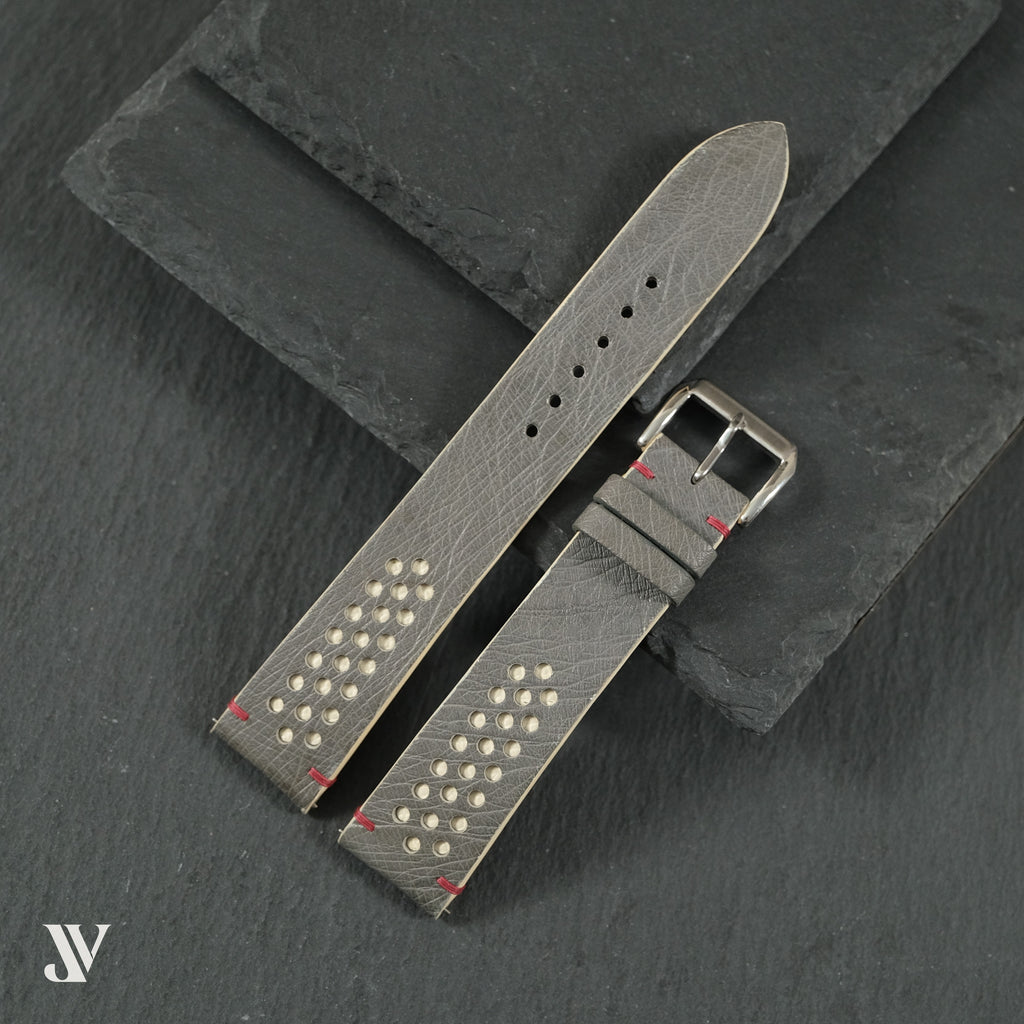 Gray Pale Yellow Ostrich Leather Watch Strap — original product photo