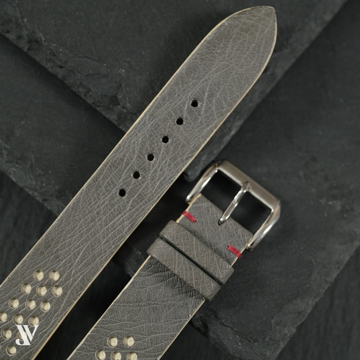 Gray Pale Yellow Ostrich Leather Watch Strap — original product photo