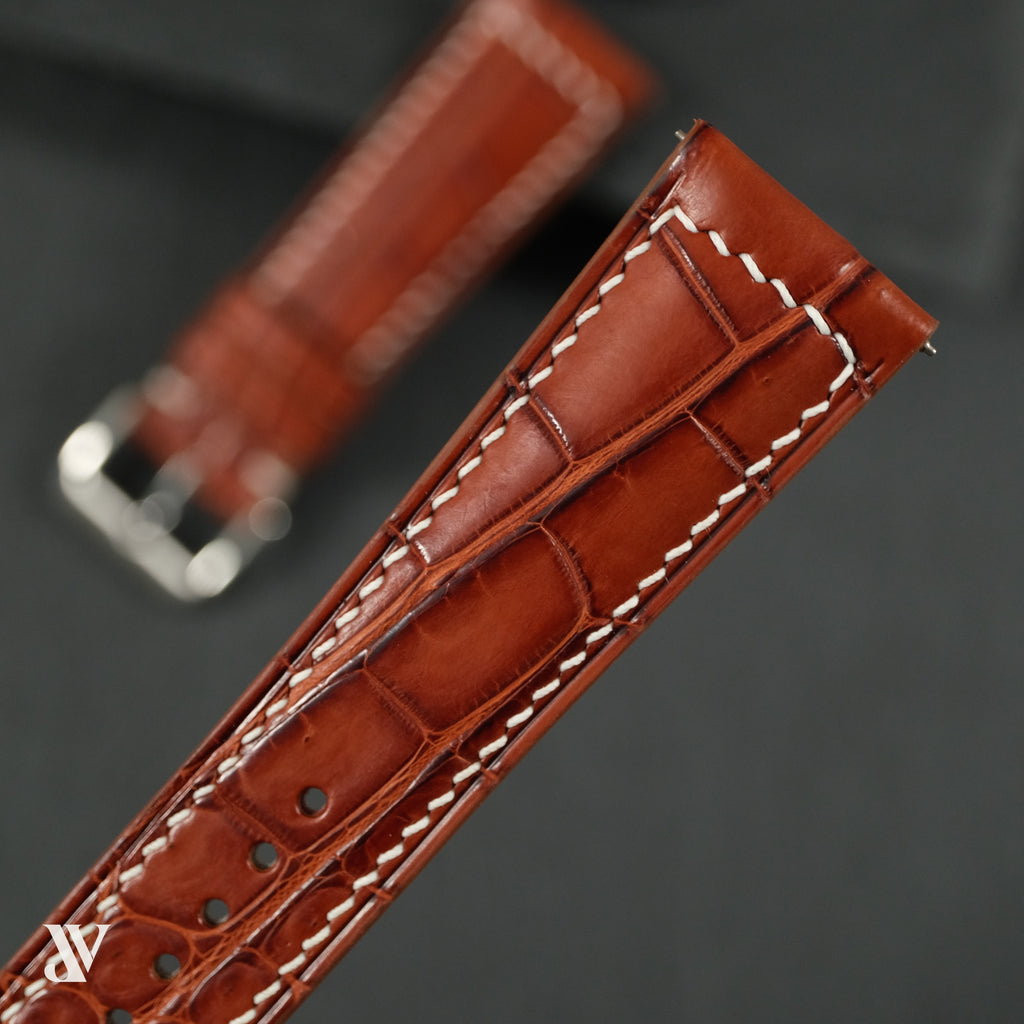 Cognac Alligator Leather Watch Strap — original product photo