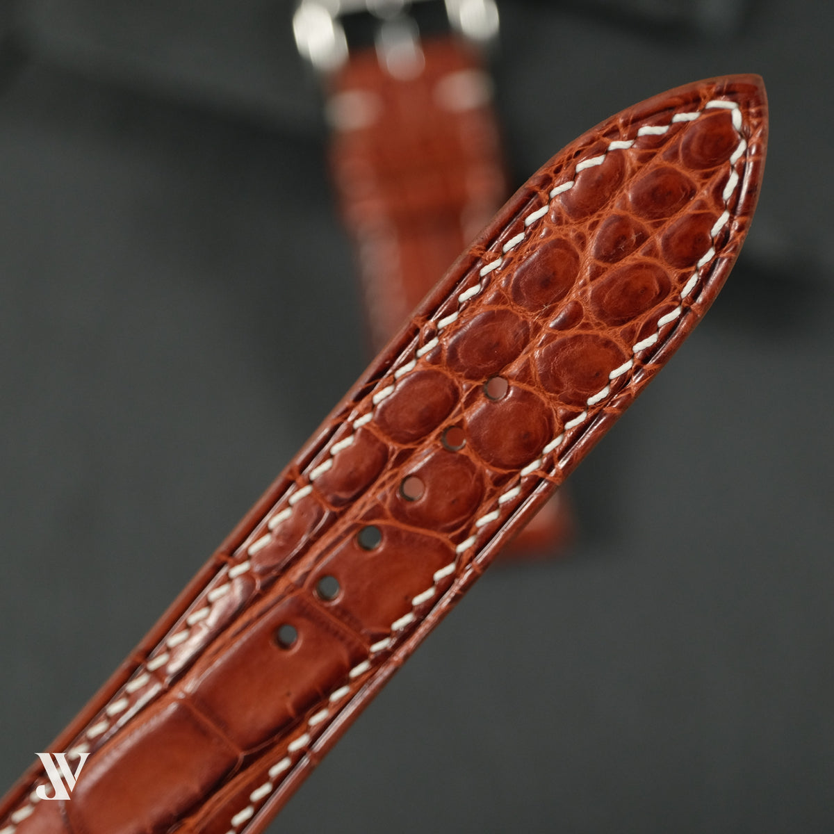 Cognac Alligator Leather Watch Strap — original product photo