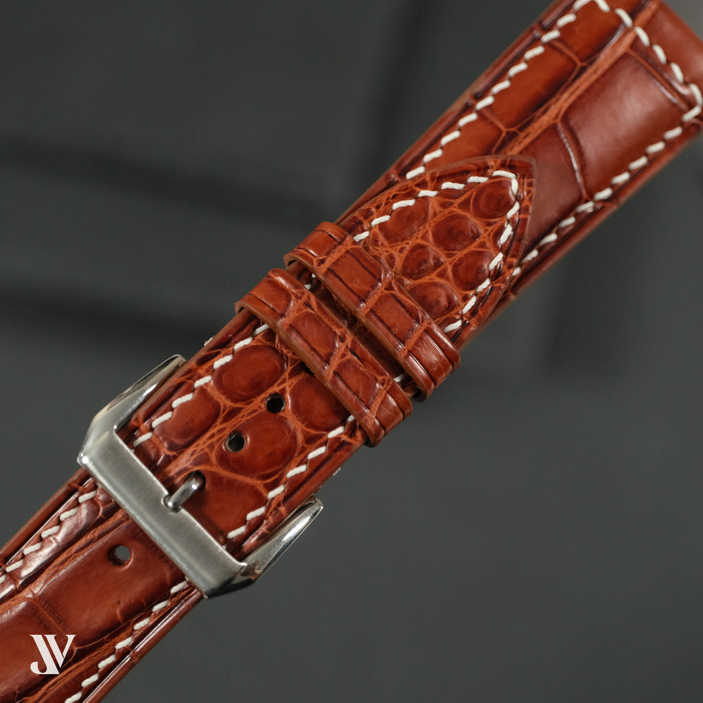 Cognac Alligator Leather Watch Strap — original product photo