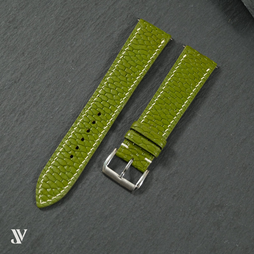 Olive Beaver Leather Watch Strap — original product photo