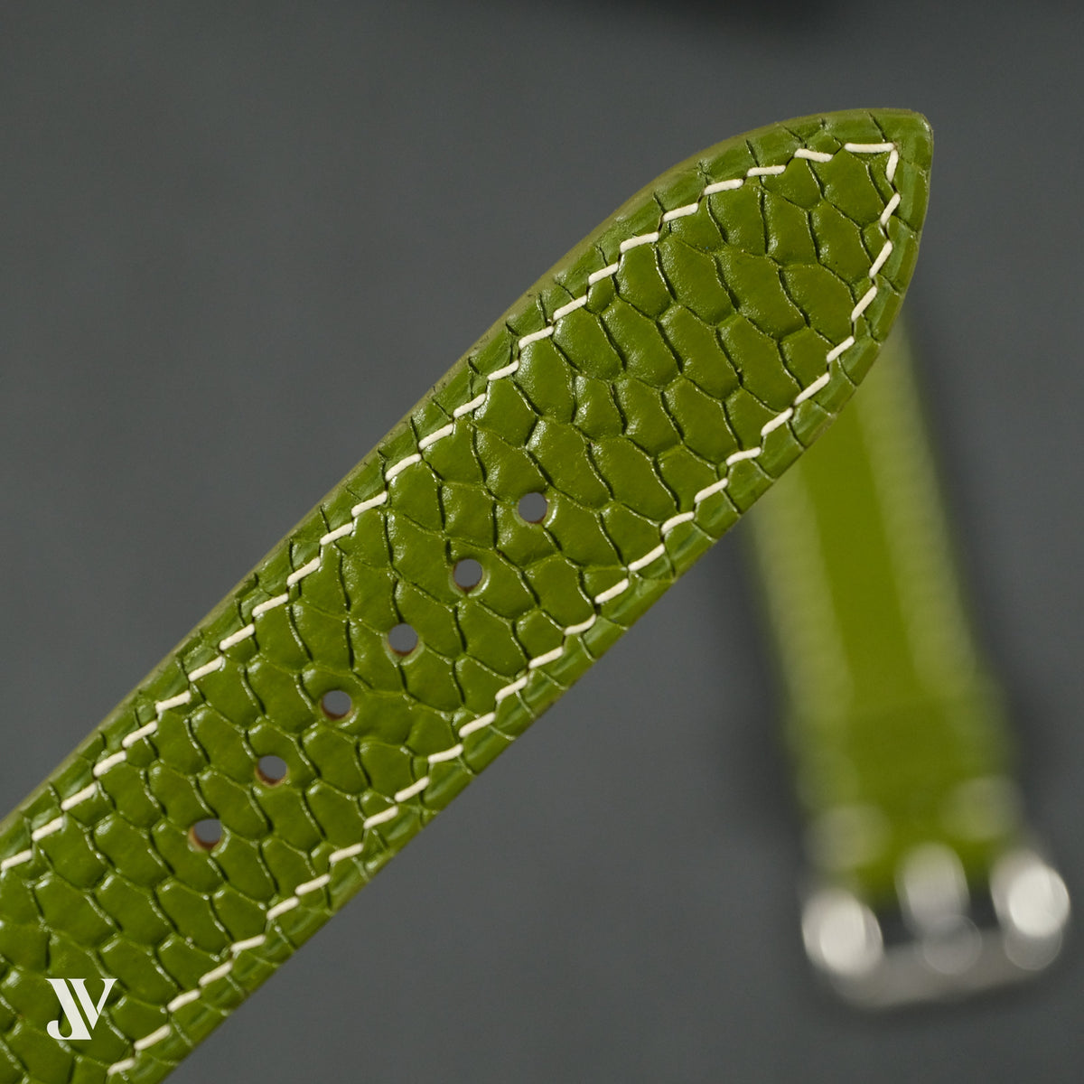 Olive Beaver Leather Watch Strap — original product photo