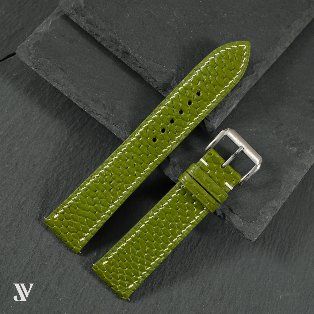 Olive Beaver Leather Watch Strap — original product photo