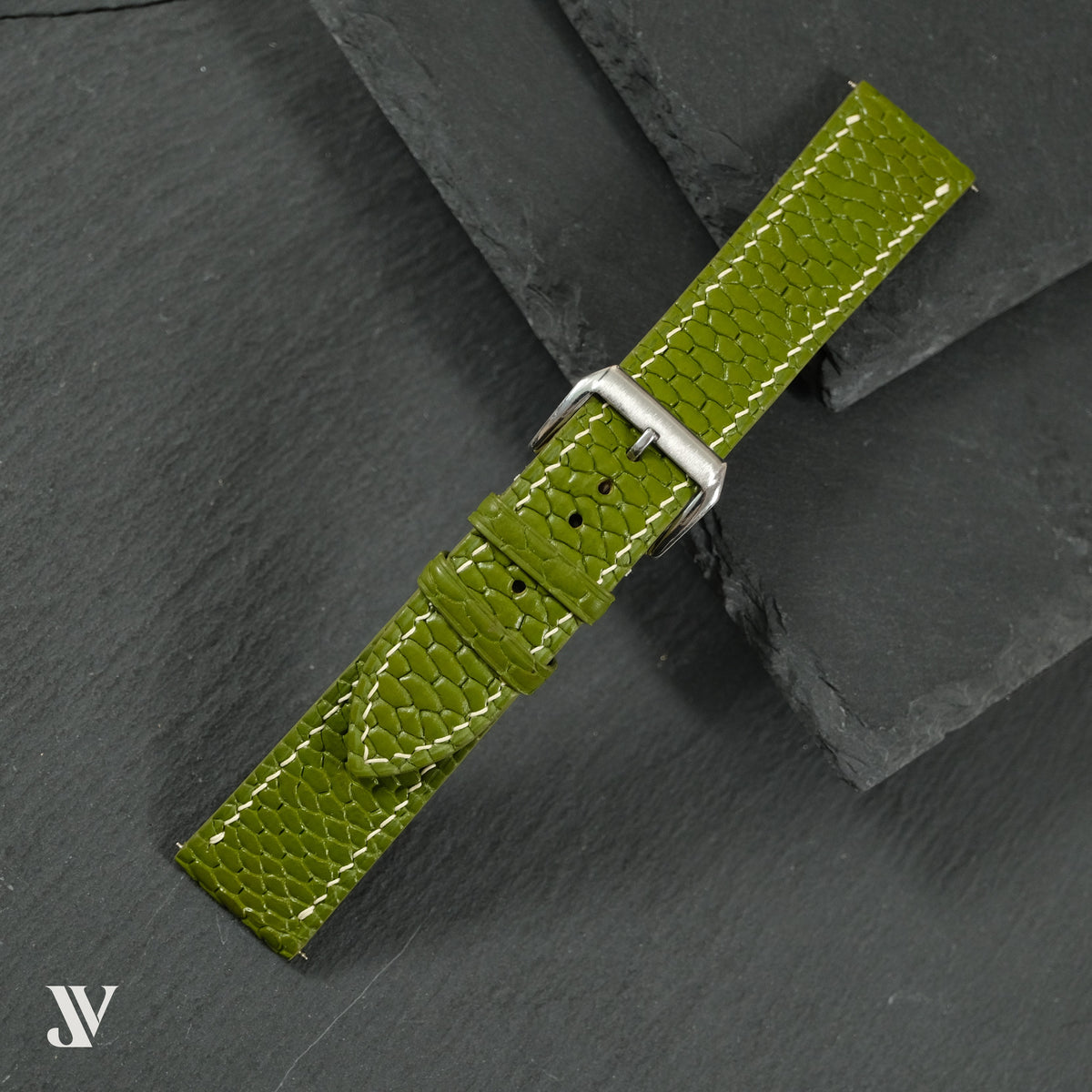 Olive Beaver Leather Watch Strap — original product photo