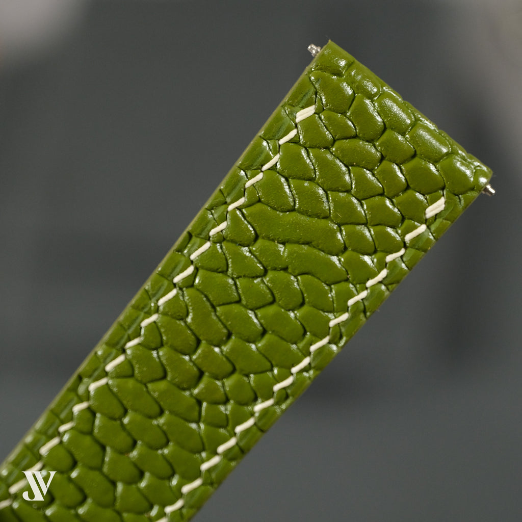 Olive Beaver Leather Watch Strap — original product photo