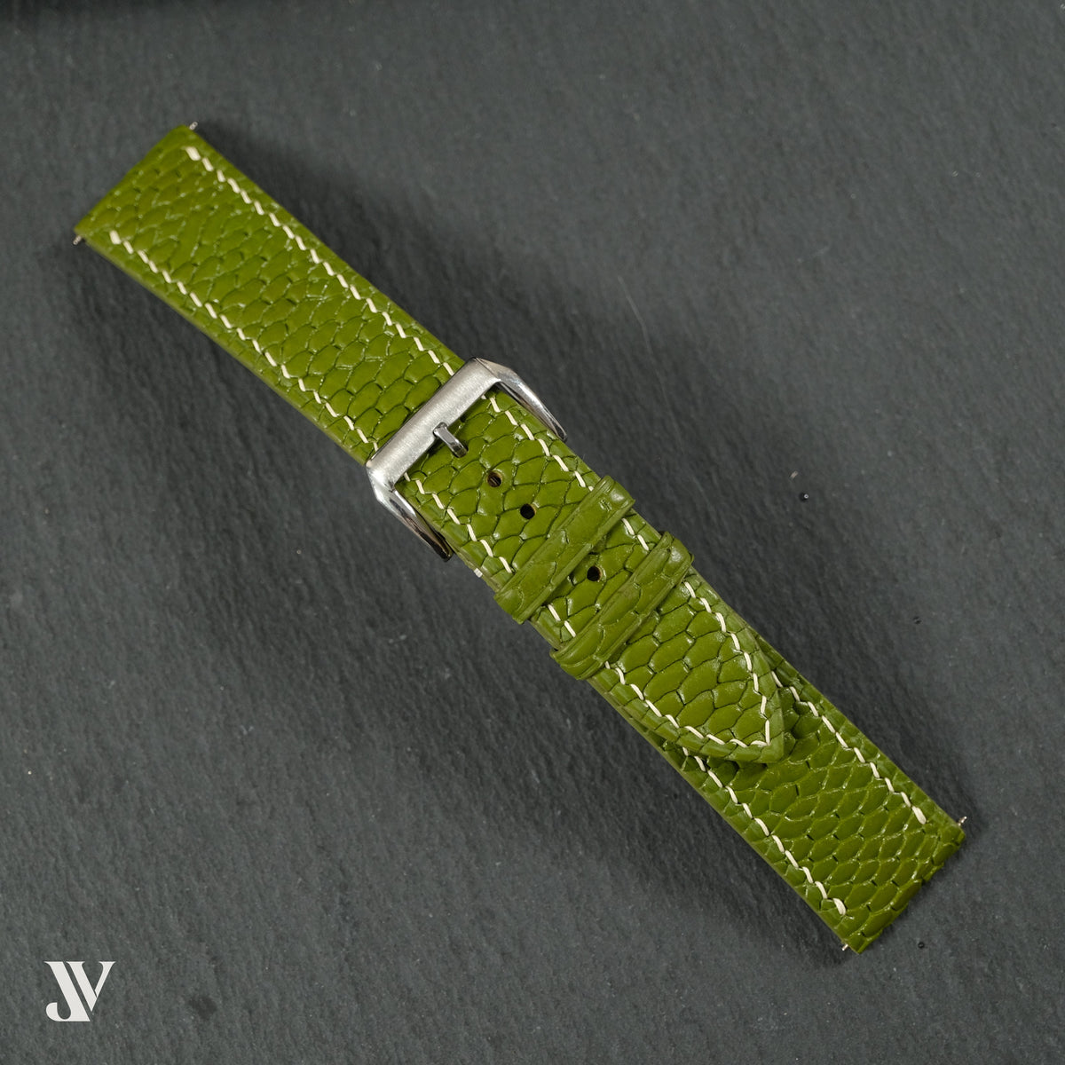 Olive Beaver Leather Watch Strap — original product photo