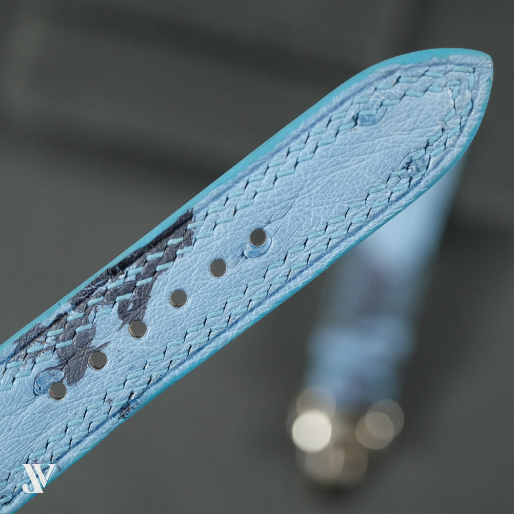 Blue Camo Ostrich Leather Watch Strap — original product photo