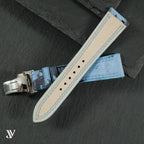 Blue Camo Ostrich Leather Watch Strap — original product photo