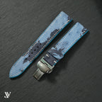 Blue Camo Ostrich Leather Watch Strap — original product photo