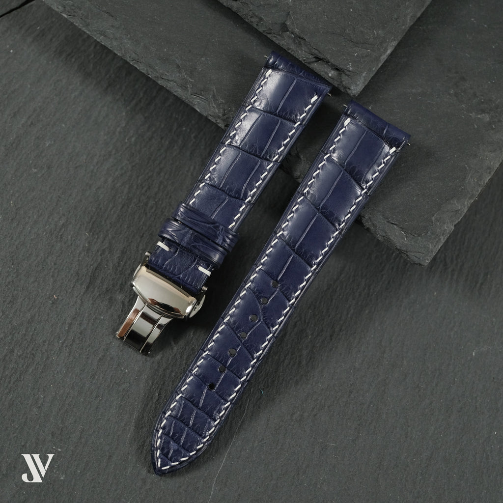 Navy Alligator Leather Watch Strap — original product photo