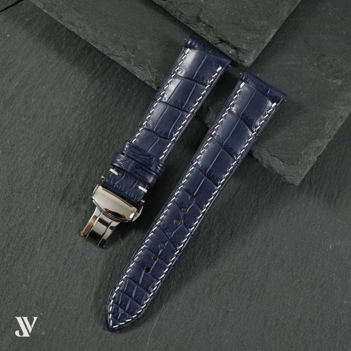 Navy Alligator Leather Watch Strap — original product photo
