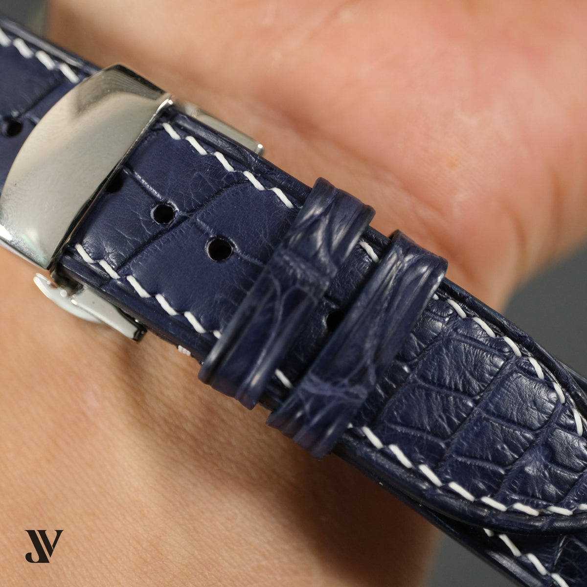 Navy Alligator Leather Watch Strap — original product photo