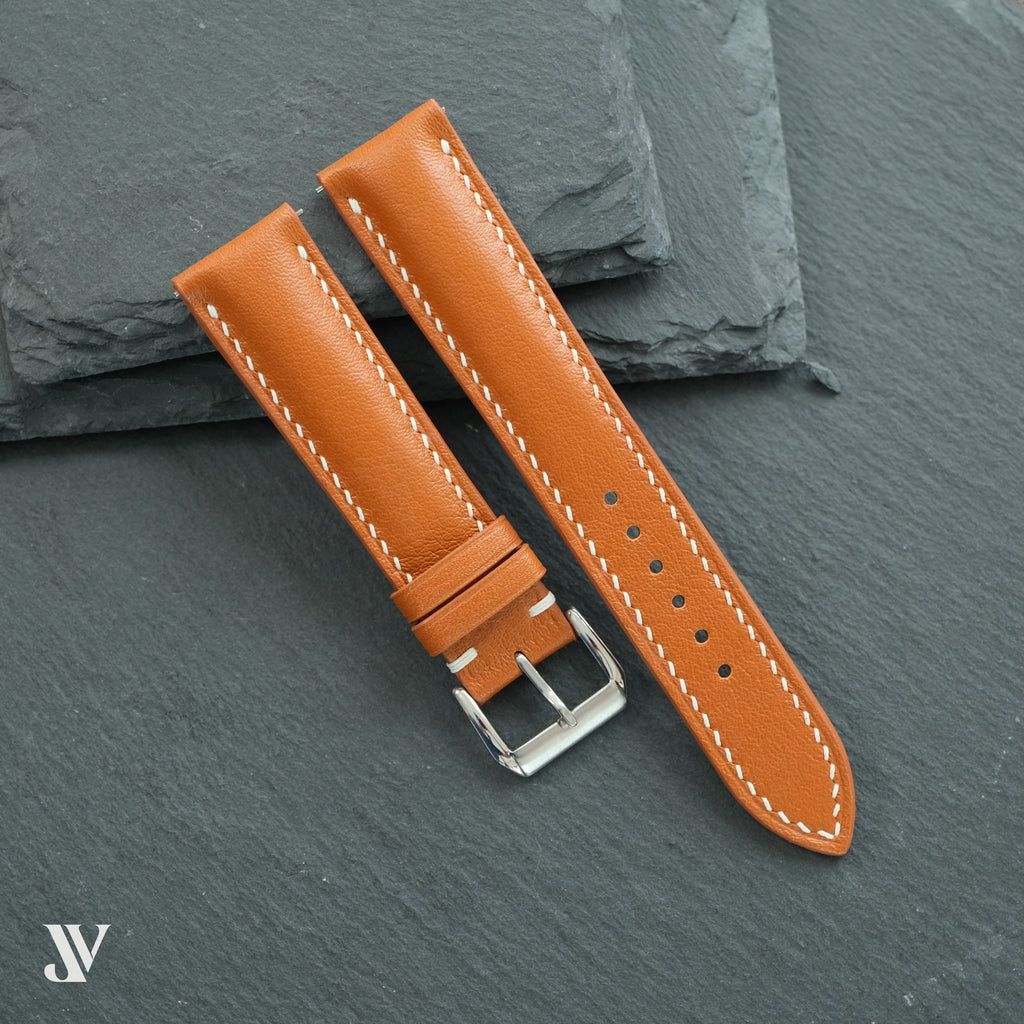Padded Tan Nappa Cowhide Leather Watch Strap — original product photo